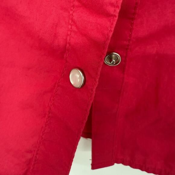 Harley Davidson Shirt Womens XL Red Pearl Snap Spell Out Studded Moto Biker Chic - Picture 6 of 9